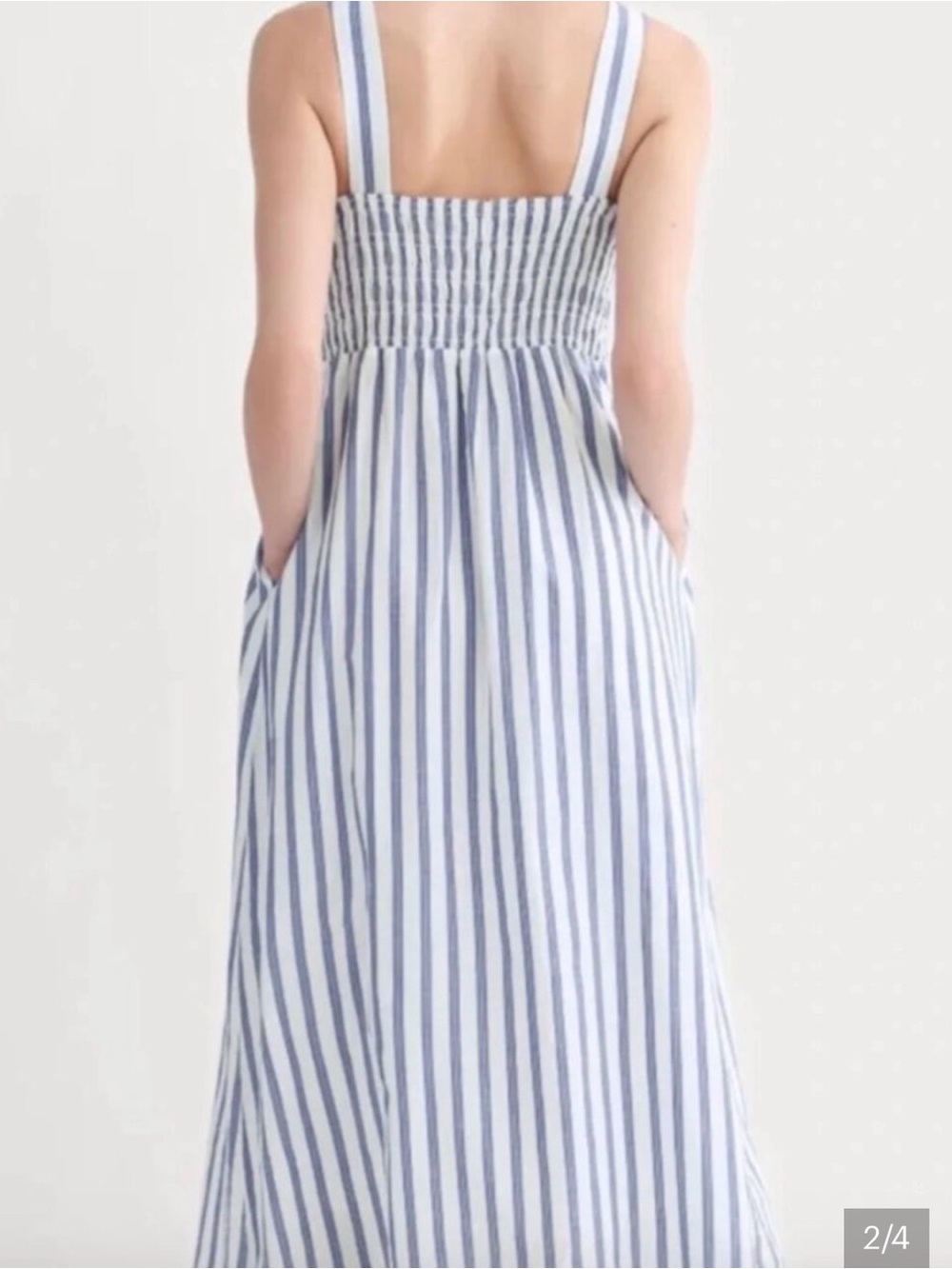 Everlane The Gauze Smock Square Neck Blue Striped Midi Dress Women’s Sz S - Picture 2 of 6